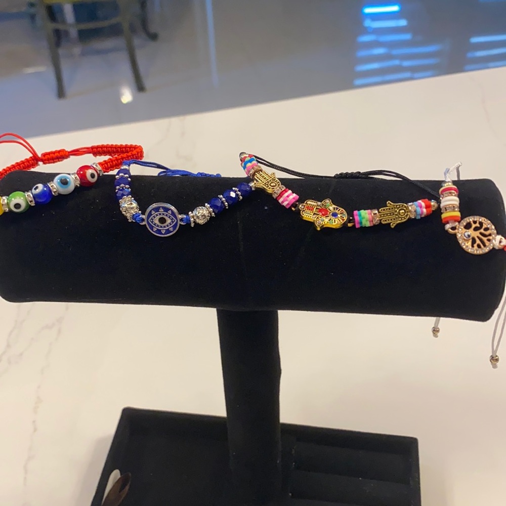 Evil eye and hands bracelets set if 4